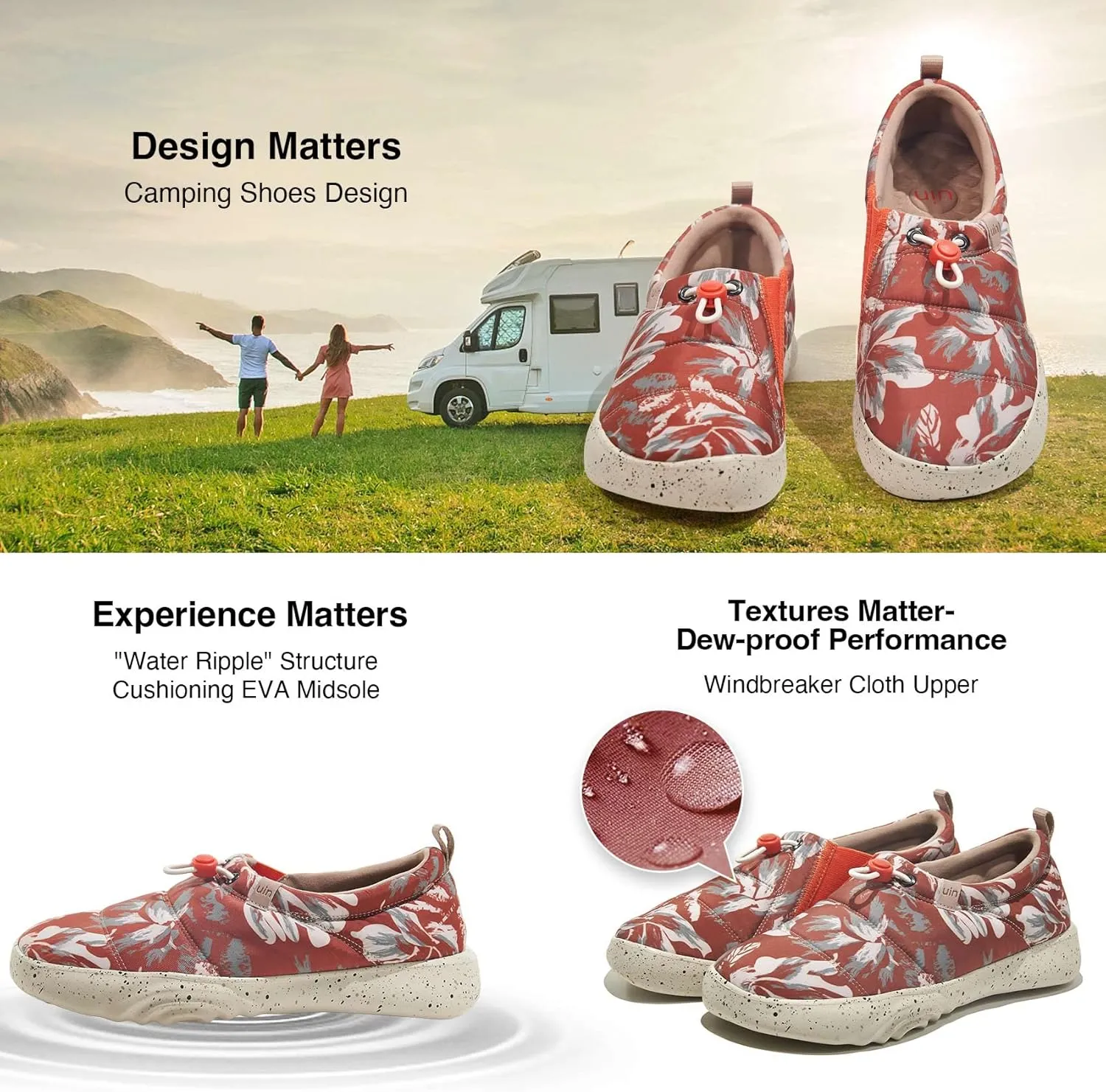 UIN Women's Camping Walking Travel Shoes Casual Slip On Loafers Lightweight Art Painted Fashion Sneaker Toledo Series