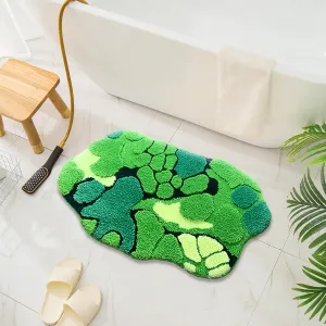 UKELER Cute Moss Bathroom Rugs Shaggy Washable Green Moss Bath Mat for Bathroom Non Slip Absorbent Bath Rugs for Shower, Tub, Sink, Toilet, Entry Way, 31''×20''