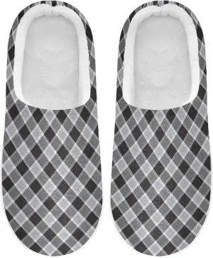Unisex Men's Women's Memory Foam Slippers Plush Lining Anti-Skid Sole Soft House Slippers Shoes Home Indoor M Classical Buffalo Plaid Tartan Check Scotland Black White