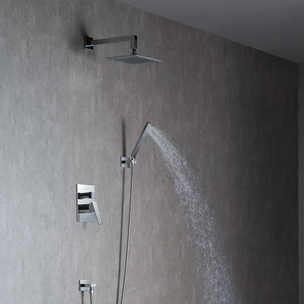Universal Square Hand Shower Set - Wall Mount - 8" Brass/Matt Black