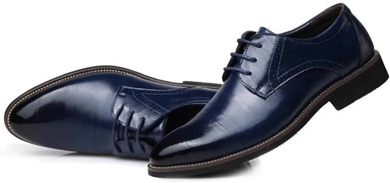 UOQAPRE Men's Oxfords Formal Dress Shoes Classic Oxford Dress Shoes Formal Business Full Leather Shoes for Men