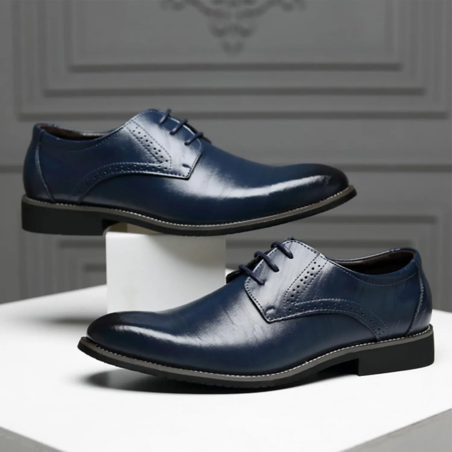 UOQAPRE Men's Oxfords Formal Dress Shoes Classic Oxford Dress Shoes Formal Business Full Leather Shoes for Men