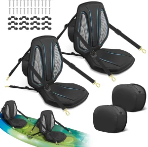 Vashly Kayak Seat with Back Support Universal Thicken Cushion Paddle Board Seat with Storage Bag for Sit-on-Top Kayak, Inflatable Kayaks, SUP, Tandem Kayaks (Strap Security: 6 Adjustable Straps)