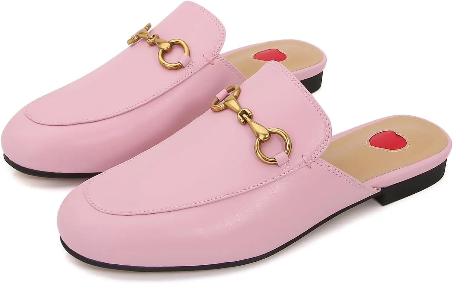Vertundy Women's Mules Low Heel Flats Leather Slip On Backless Sandals for Girls Lady Work Slides
