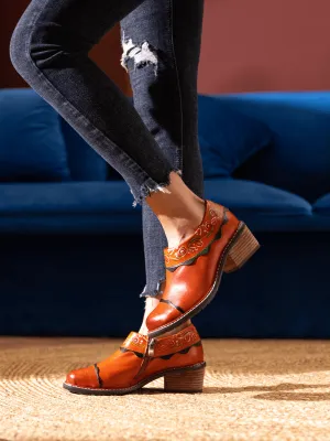 Vicconfy | LUMI FLORAL ANKLE WASHED LEATHER PUMP
