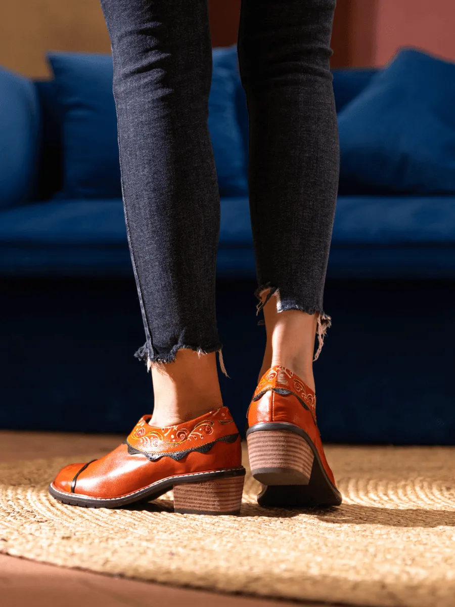Vicconfy | LUMI FLORAL ANKLE WASHED LEATHER PUMP