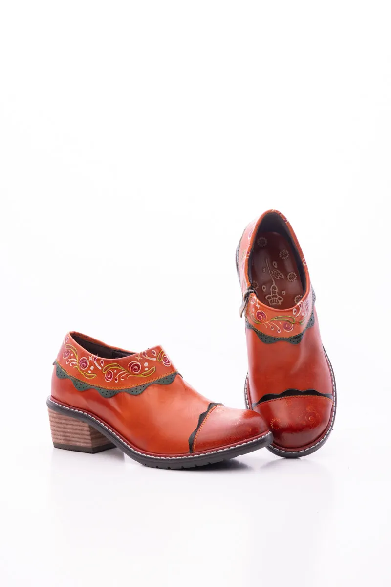 Vicconfy | LUMI FLORAL ANKLE WASHED LEATHER PUMP
