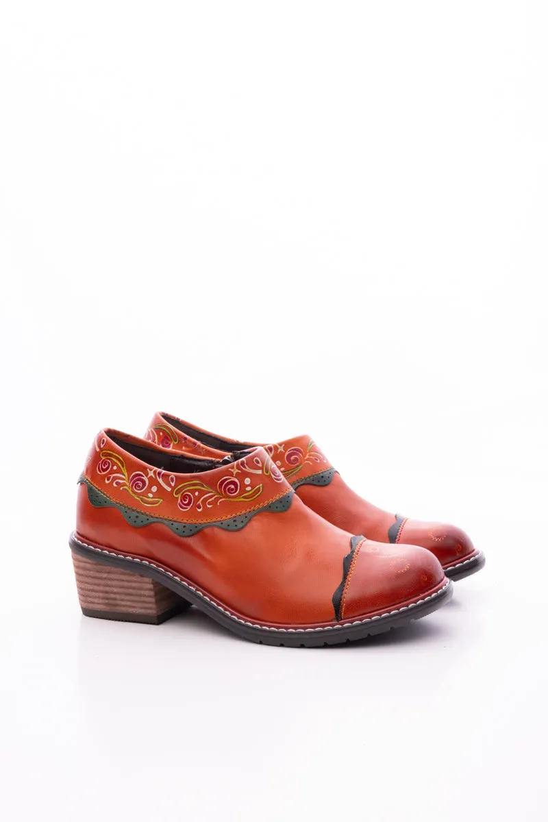 Vicconfy | LUMI FLORAL ANKLE WASHED LEATHER PUMP