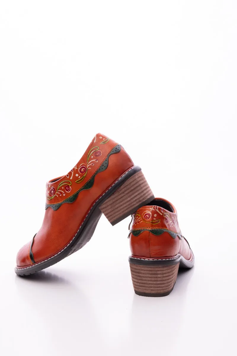 Vicconfy | LUMI FLORAL ANKLE WASHED LEATHER PUMP