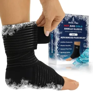 Vive Arctic Flex Ankle Ice Pack Wrap for Swelling - Adjustable Hot & Cold Gel Compression for Foot & Heel Injuries Reusable, Pain Relief - Reusable Cooling Therapy