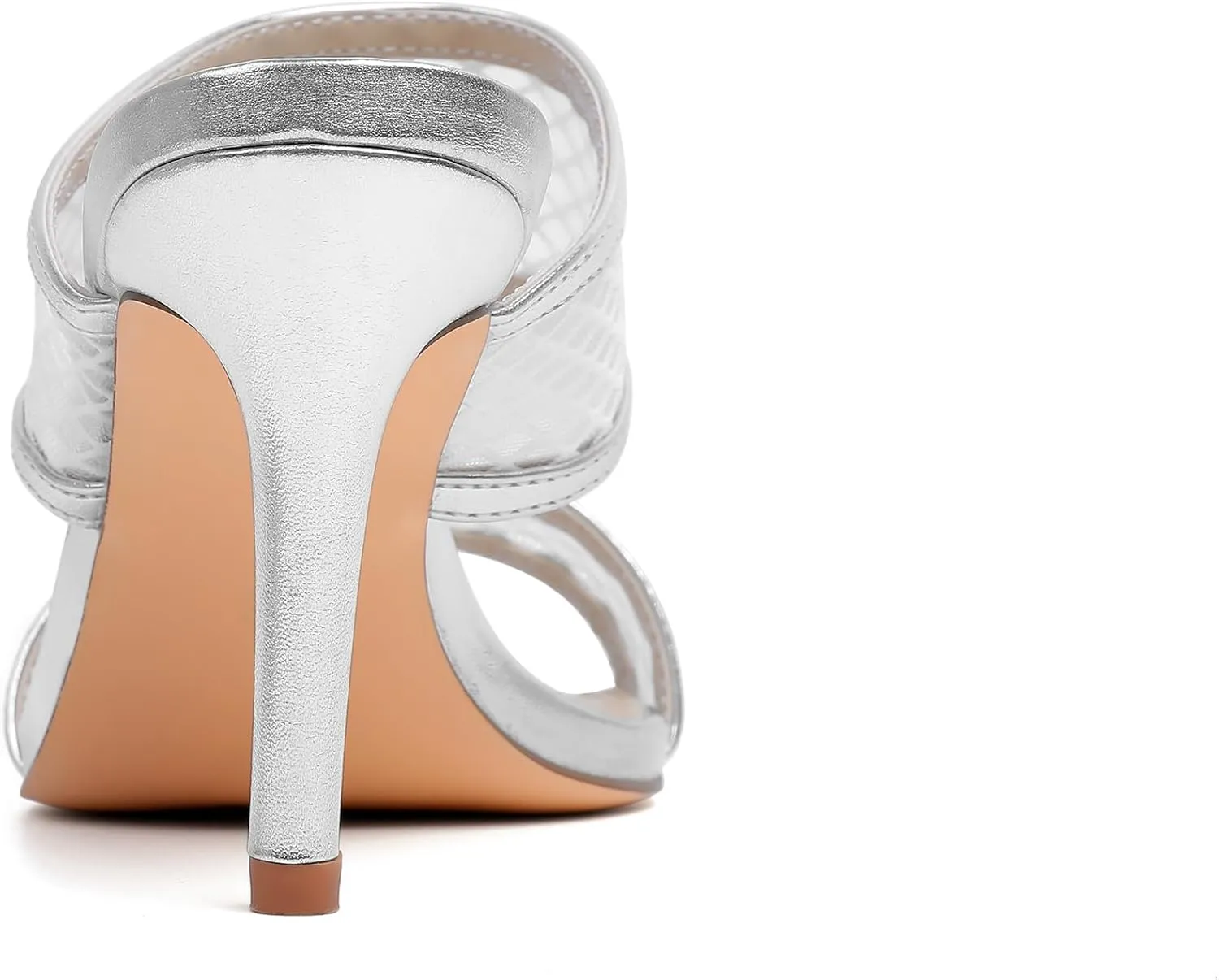 vivianly Clear Pointed Toe Heels Sandals Transparent Strap Stiletto High Heels Slip on Mules for Women