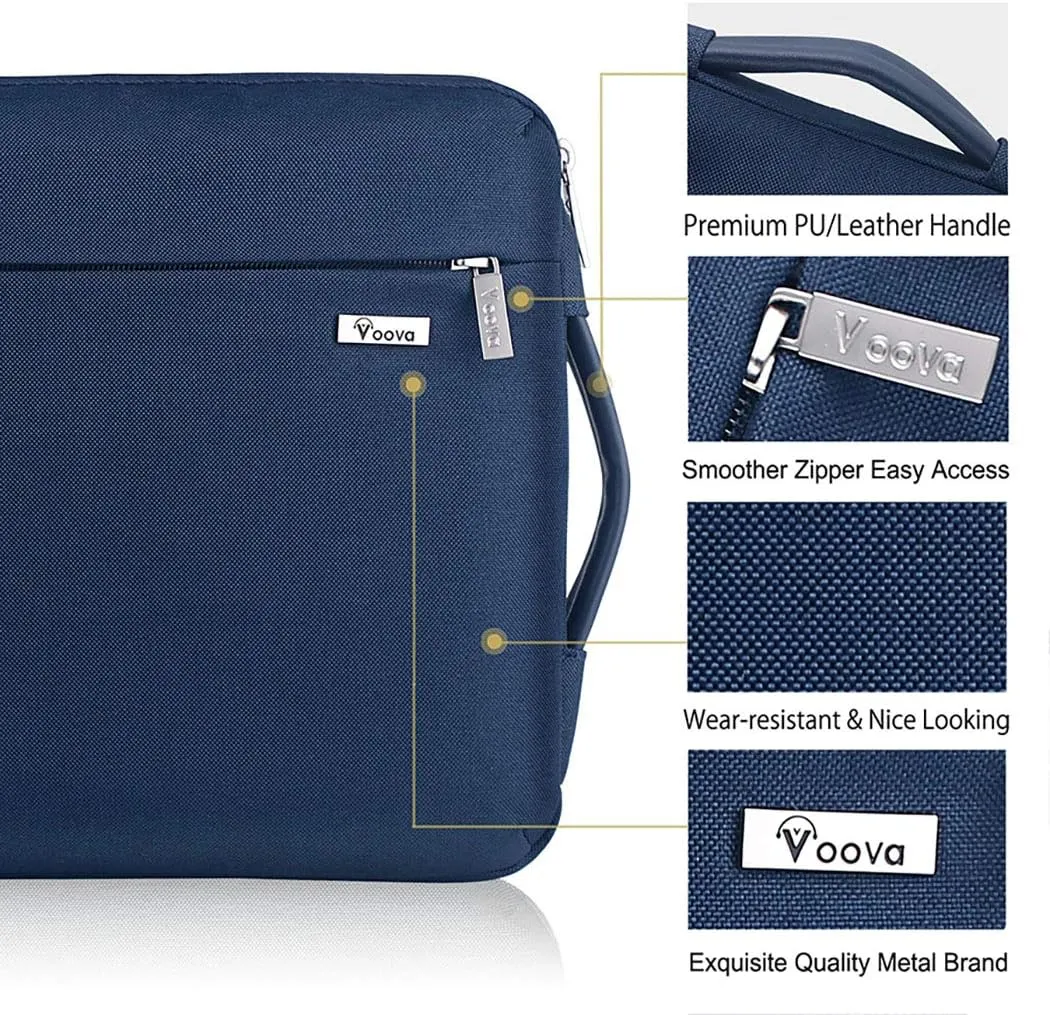 Voova Laptop Sleeve Case 14 15 Inch with Handle, 360° Protective Waterproof Slim Computer Bag Cover Compatible with MacBook Air 15 M2/M3/M4 2024-2025, MacBook Pro 14/15, Hp Chromebook 14, Blue