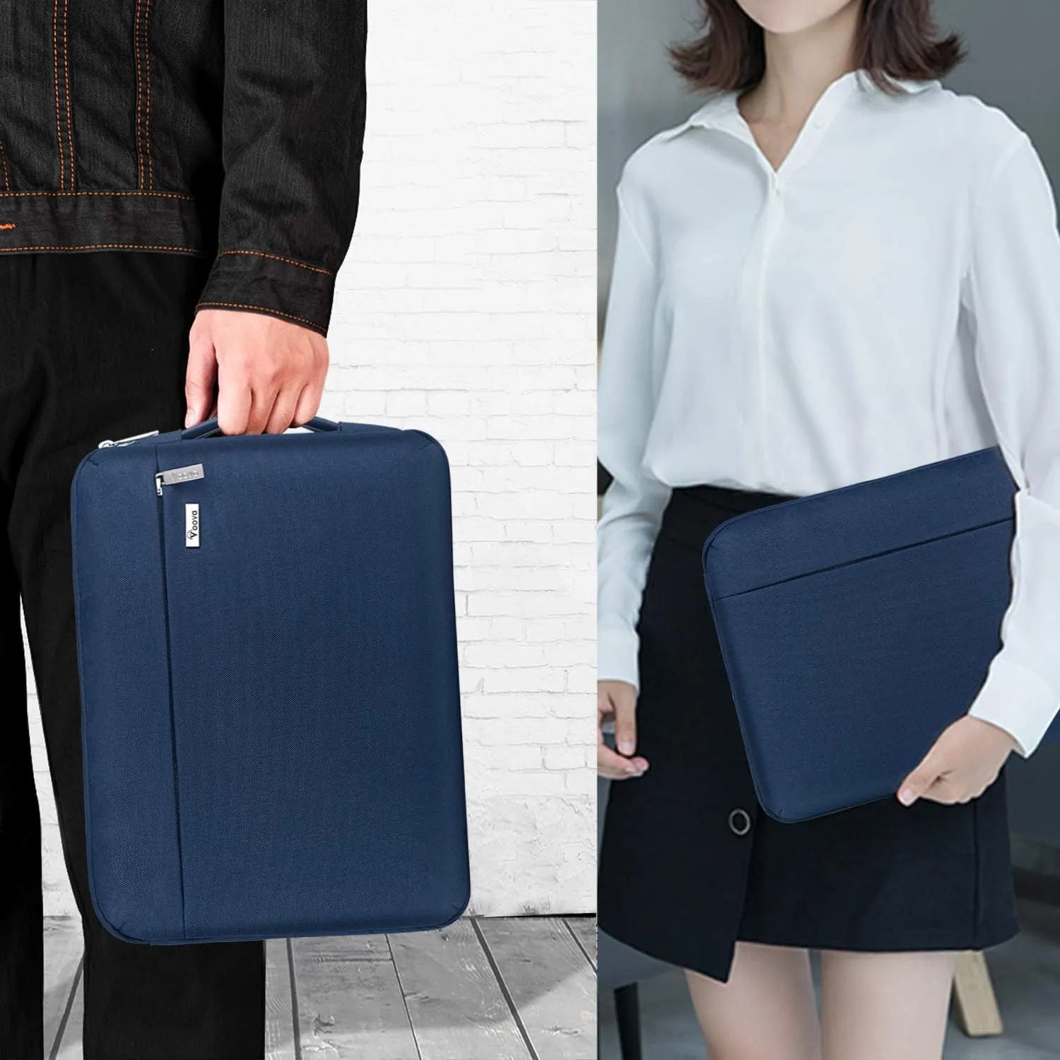 Voova Laptop Sleeve Case 14 15 Inch with Handle, 360° Protective Waterproof Slim Computer Bag Cover Compatible with MacBook Air 15 M2/M3/M4 2024-2025, MacBook Pro 14/15, Hp Chromebook 14, Blue
