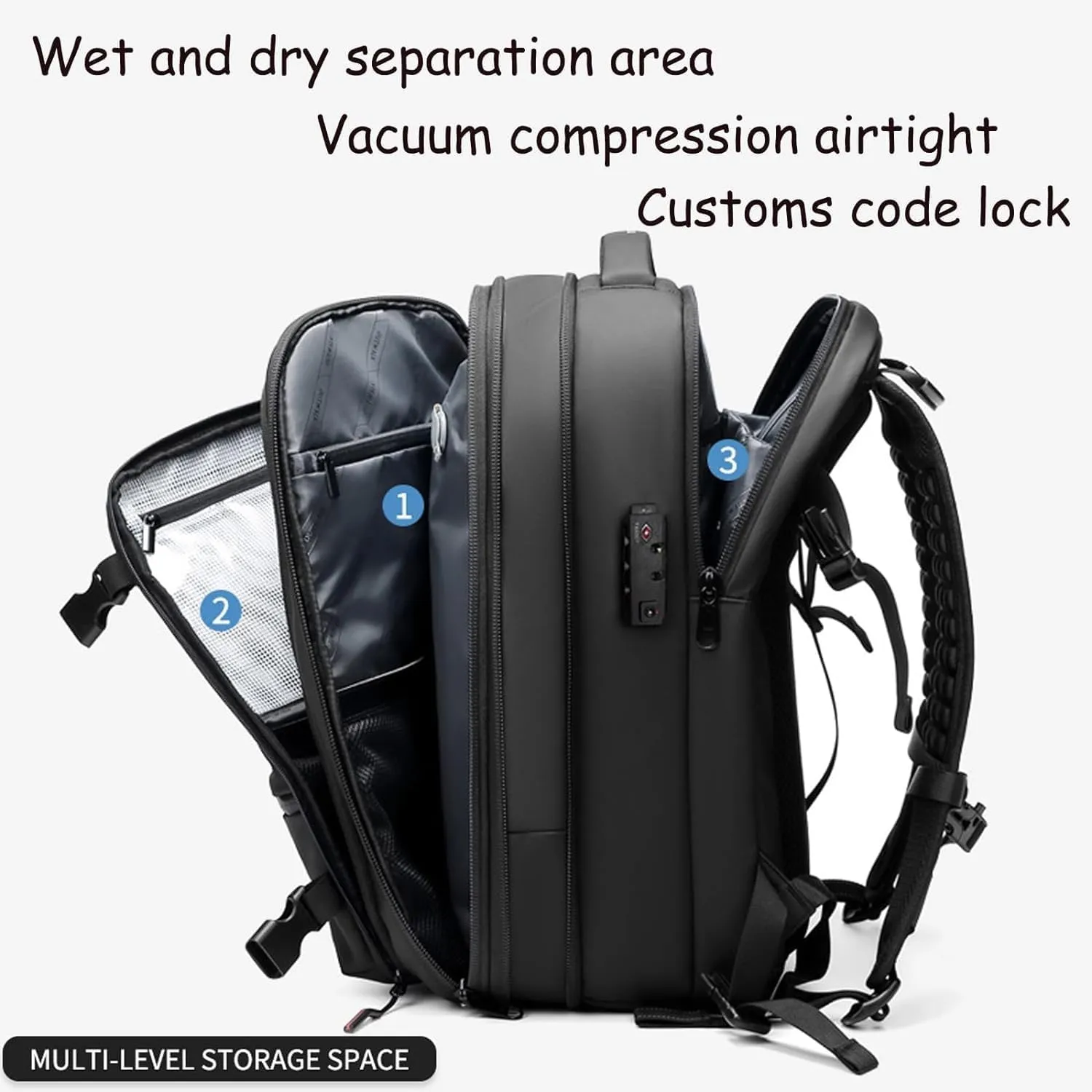Voyagevac Backpack, 2025 Upgraded 60l Expandable Backpack with Vacuum Compression (Blue 1.0)