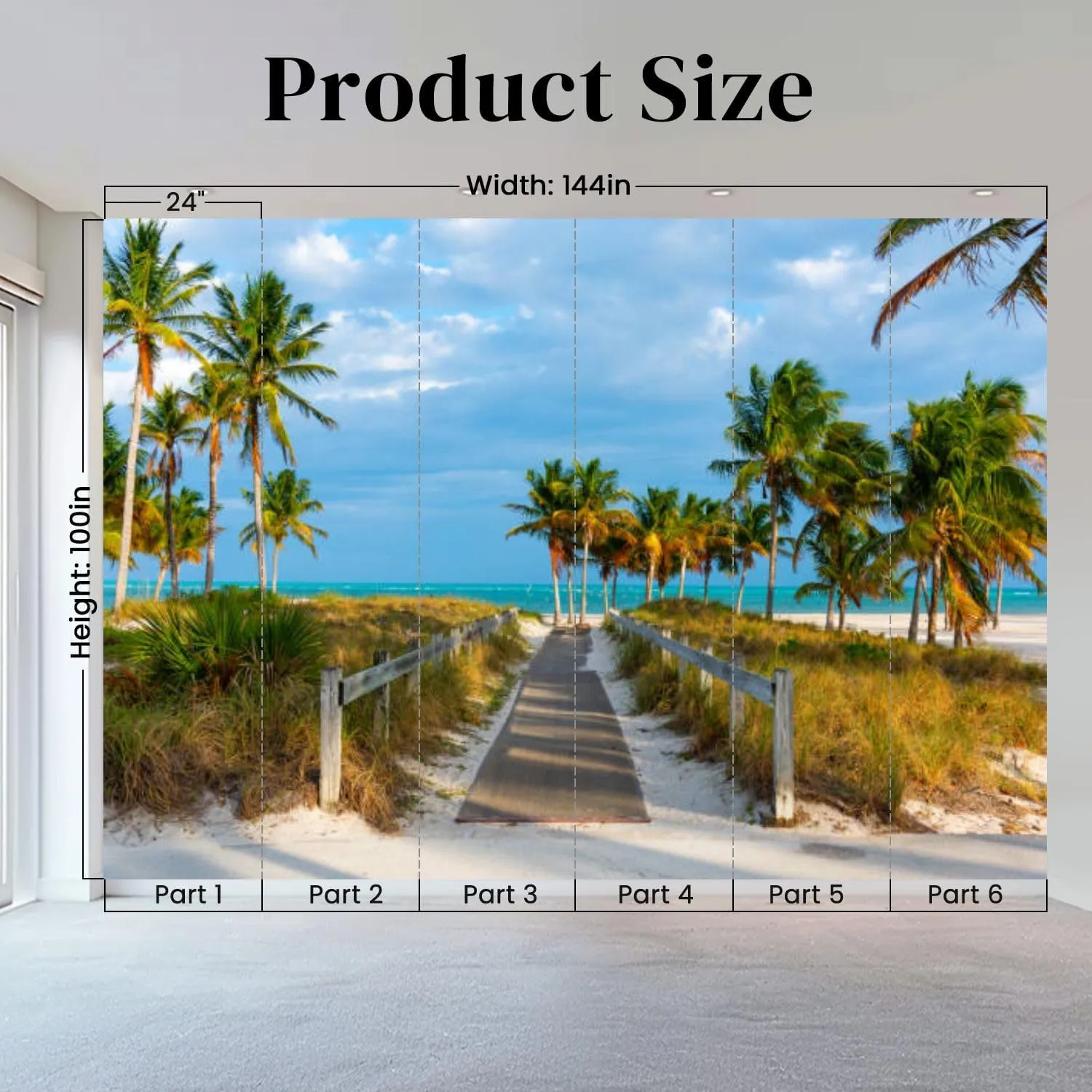 Wall Mural Wooden Boardwalk Beautiful Crandon Park Key Biscayne Silk Removable Wallpaper 3D Large Wall Mural Sticker Home Decor for Living Room Bedroom 100"x144" (Not Self-Adhesive)