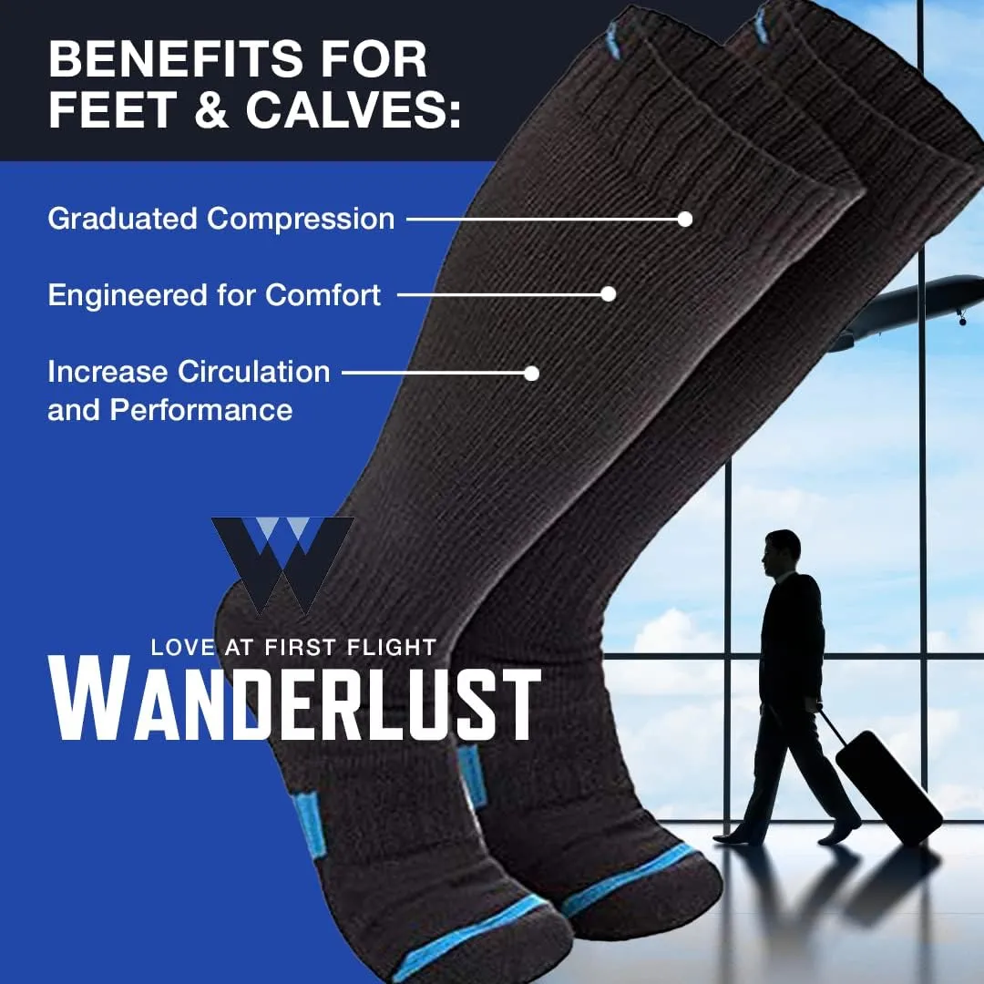 Wanderlust Everyday Use Compression Socks - Support Stockings for Men & Women