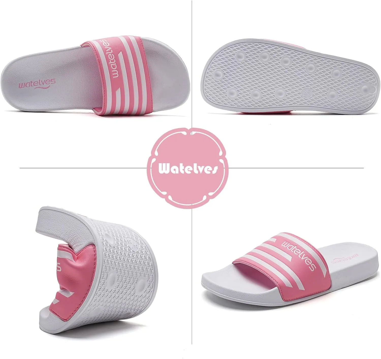 WateLves Girls & Boys Slide Sandals Kids Summer Slippers Slip On for Outdoor Beach Pool Shower (Little Kid/Big Kid)
