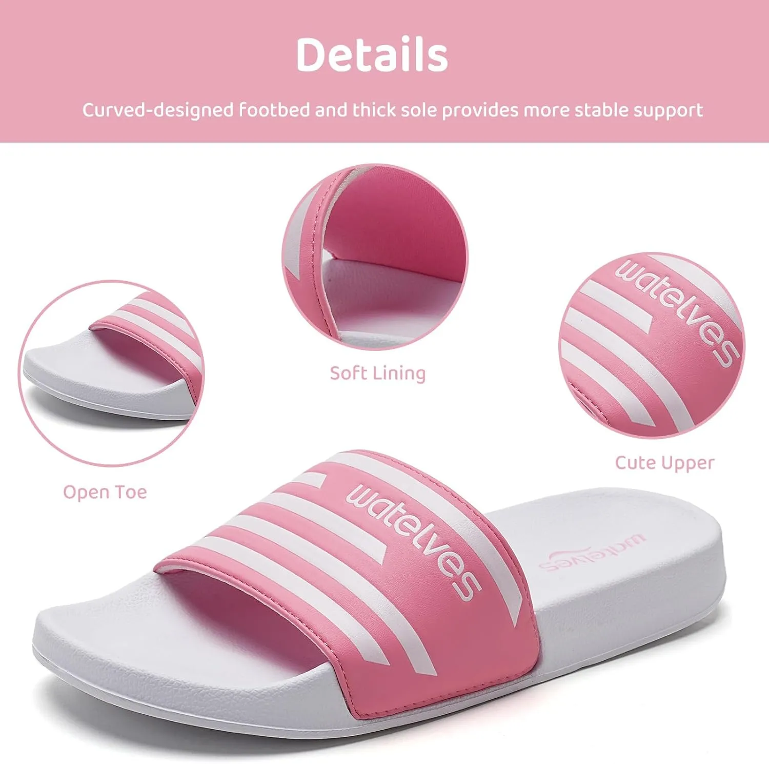 WateLves Girls & Boys Slide Sandals Kids Summer Slippers Slip On for Outdoor Beach Pool Shower (Little Kid/Big Kid)