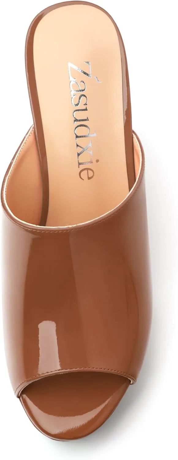 Wedge Sandals for Women Platform High Heels Summer Mules Slip on Comfortable Casual Open Toe Heeled Sandals 3.94 Inch