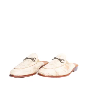 WHITE DISTRESSED MULES