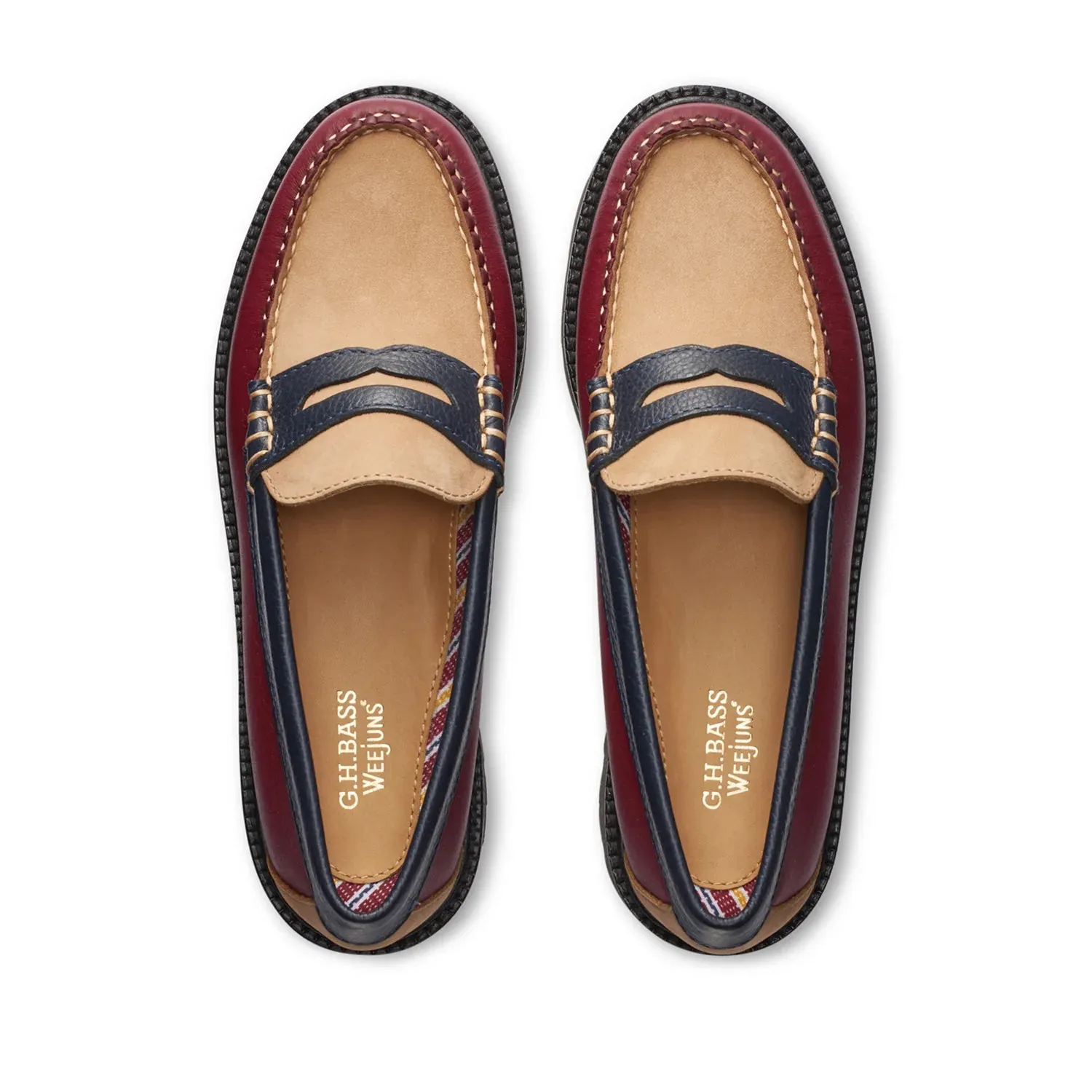 Whitney Tricolor Super Lug Weejuns Loafer in Wine