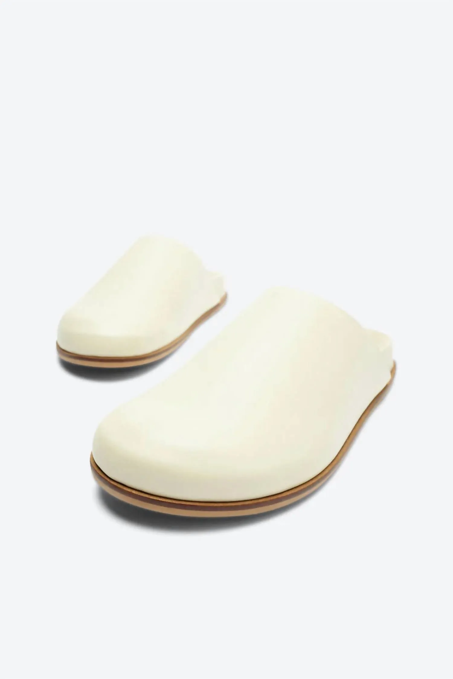 Women Agatha Leather Slip On Mules In Cream