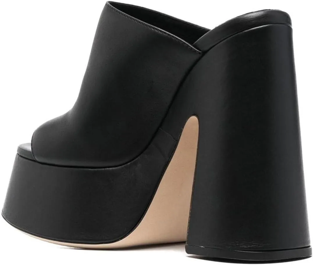 Women Block Chunky High Heel Platform Mules Slip On Open Toe Summer Fashion Prom Dance Slide Sandals Size 4-16 US