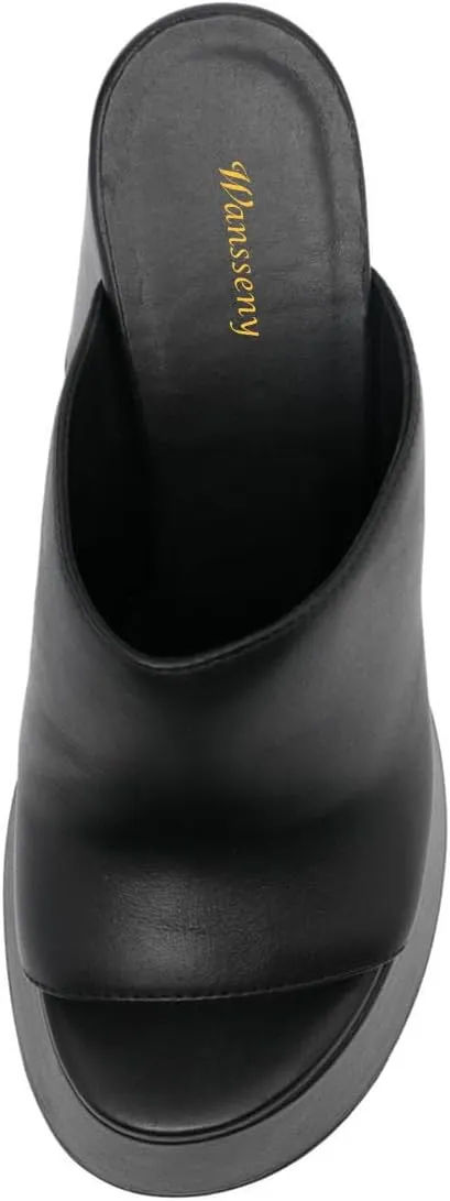 Women Block Chunky High Heel Platform Mules Slip On Open Toe Summer Fashion Prom Dance Slide Sandals Size 4-16 US