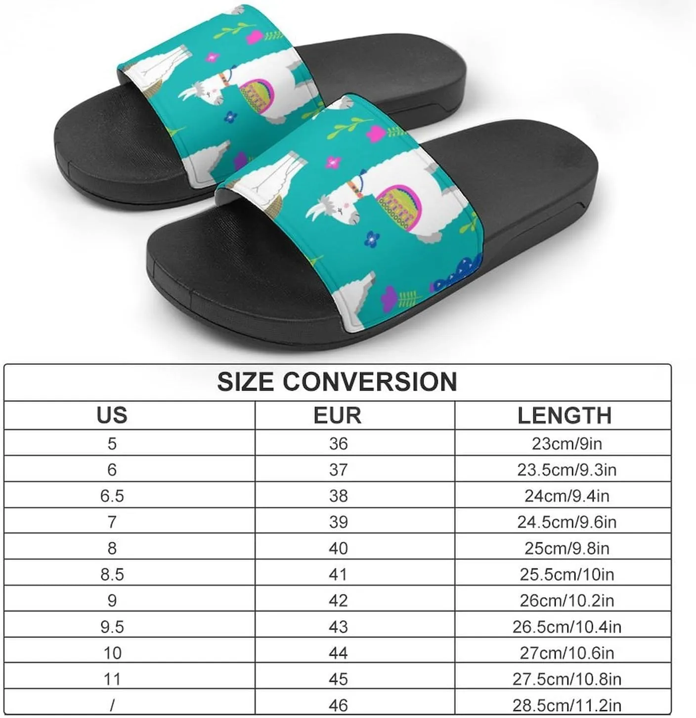 Women Men Slide Slippers Sandals Shower Home Beach House Shoes Gifts, Llama Alpaca Cactus Cartoon