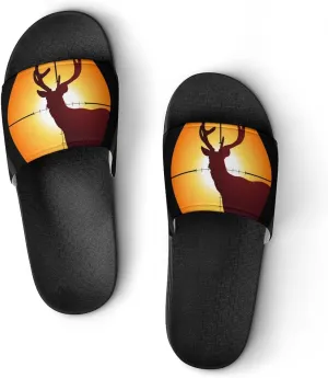 Women Men Slide Slippers Sandals Shower Home Beach House Shoes Gifts, Target Deer Elk Hunting