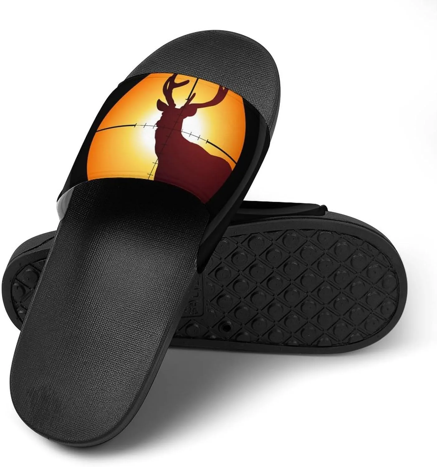 Women Men Slide Slippers Sandals Shower Home Beach House Shoes Gifts, Target Deer Elk Hunting