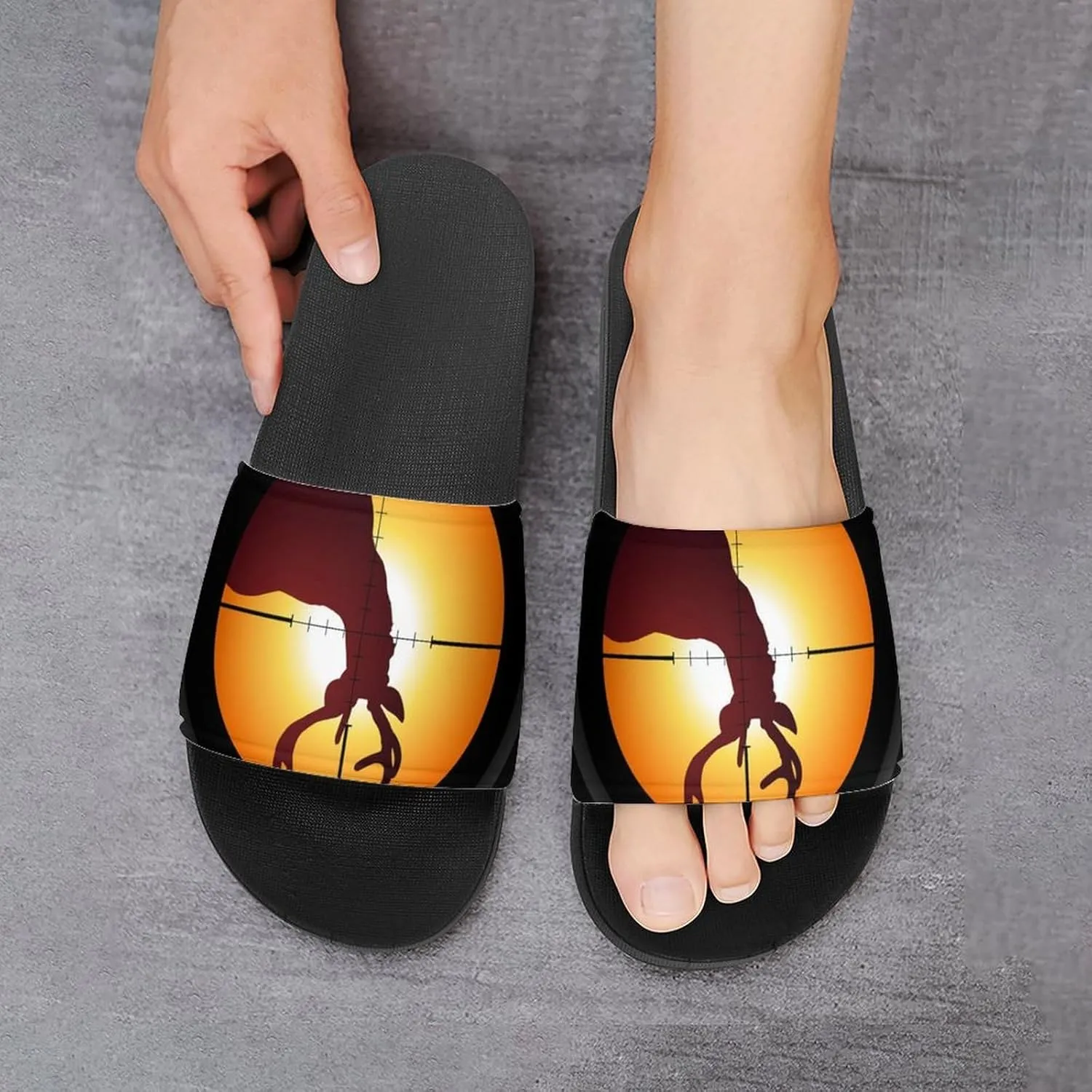 Women Men Slide Slippers Sandals Shower Home Beach House Shoes Gifts, Target Deer Elk Hunting