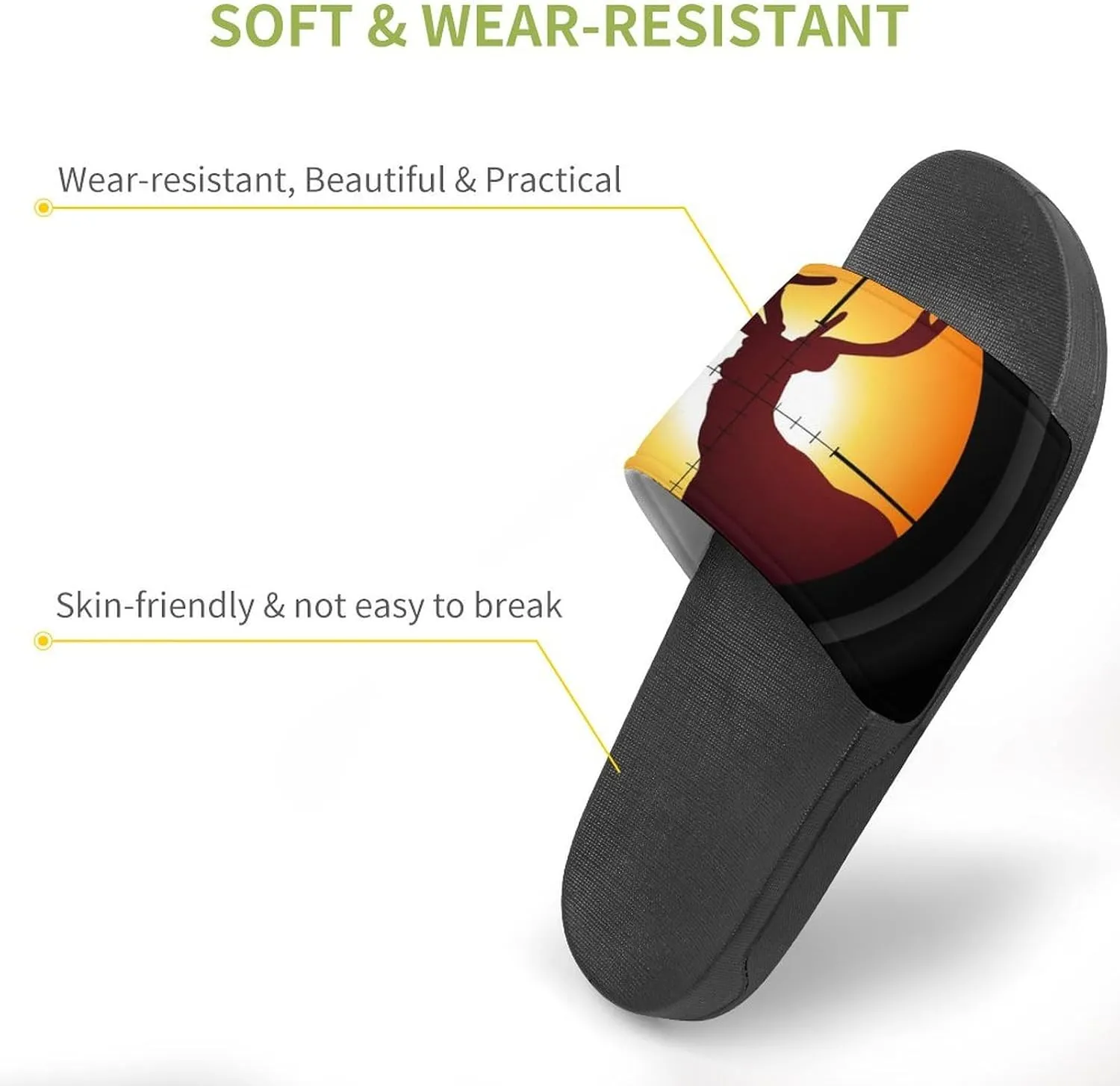 Women Men Slide Slippers Sandals Shower Home Beach House Shoes Gifts, Target Deer Elk Hunting