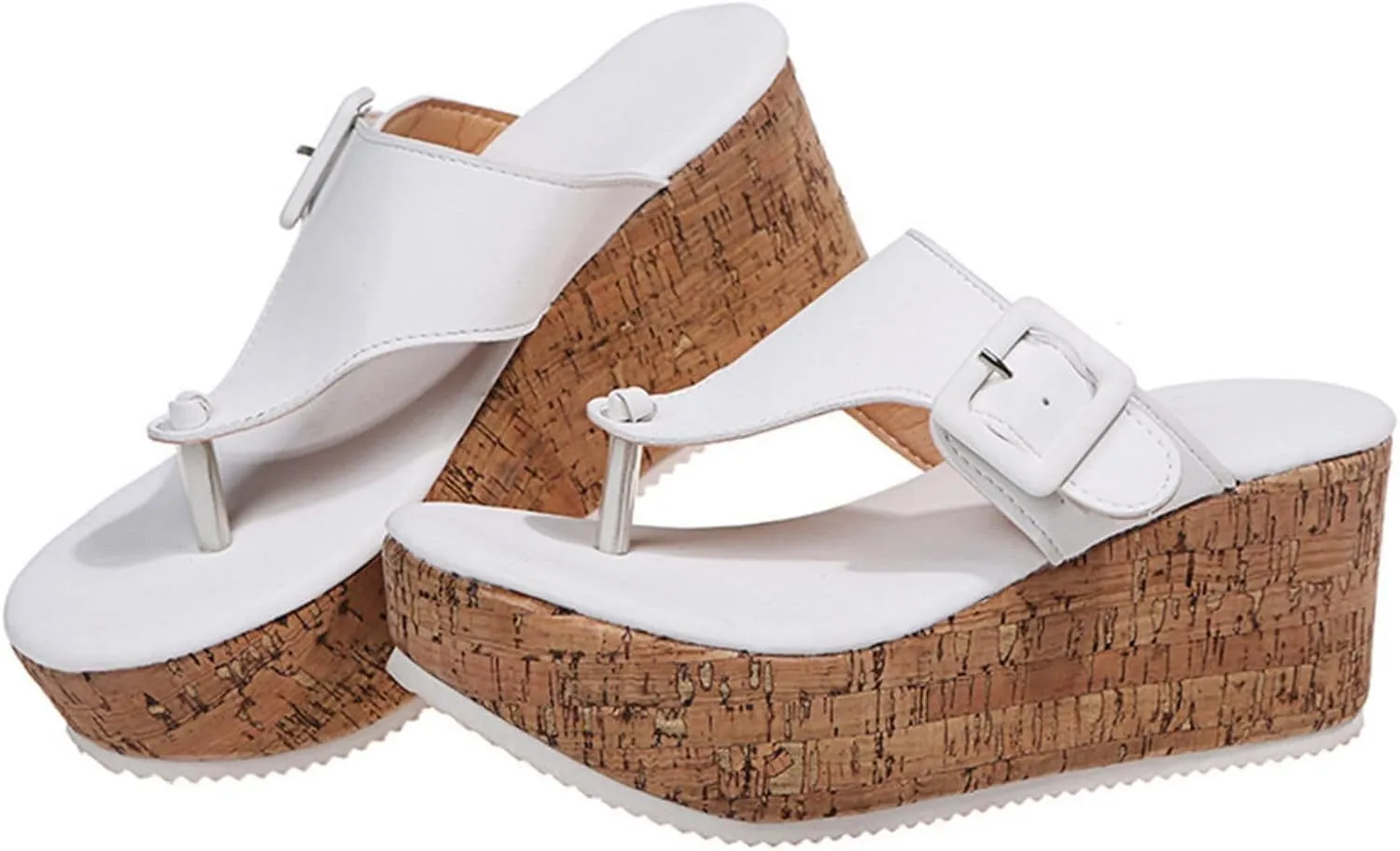 Women's Casual Open Toe Cork Wedge Flipflops Sandals Slip On Metallic Platform High Heel Thong Sandal 2025 Comfortable Flip Flops Clip Sandals Comfort Dressy Summer Espadrille Wedges Outdoor