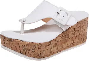 Women's Casual Open Toe Cork Wedge Flipflops Sandals Slip On Metallic Platform High Heel Thong Sandal 2025 Comfortable Flip Flops Clip Sandals Comfort Dressy Summer Espadrille Wedges Outdoor