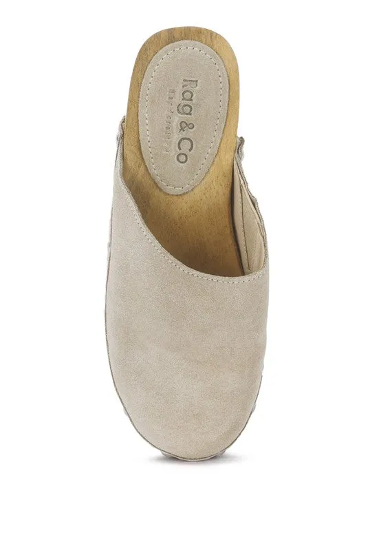 women's CEDRUS FINE SUEDE STUDDED CLOG MULES