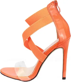 Womens Clear Strap Stiletto Sandals Fashion Snake Pattern Cross Straps Back Zipper Open Toe Thin High Heels Summer Comfortable Casual Shoes