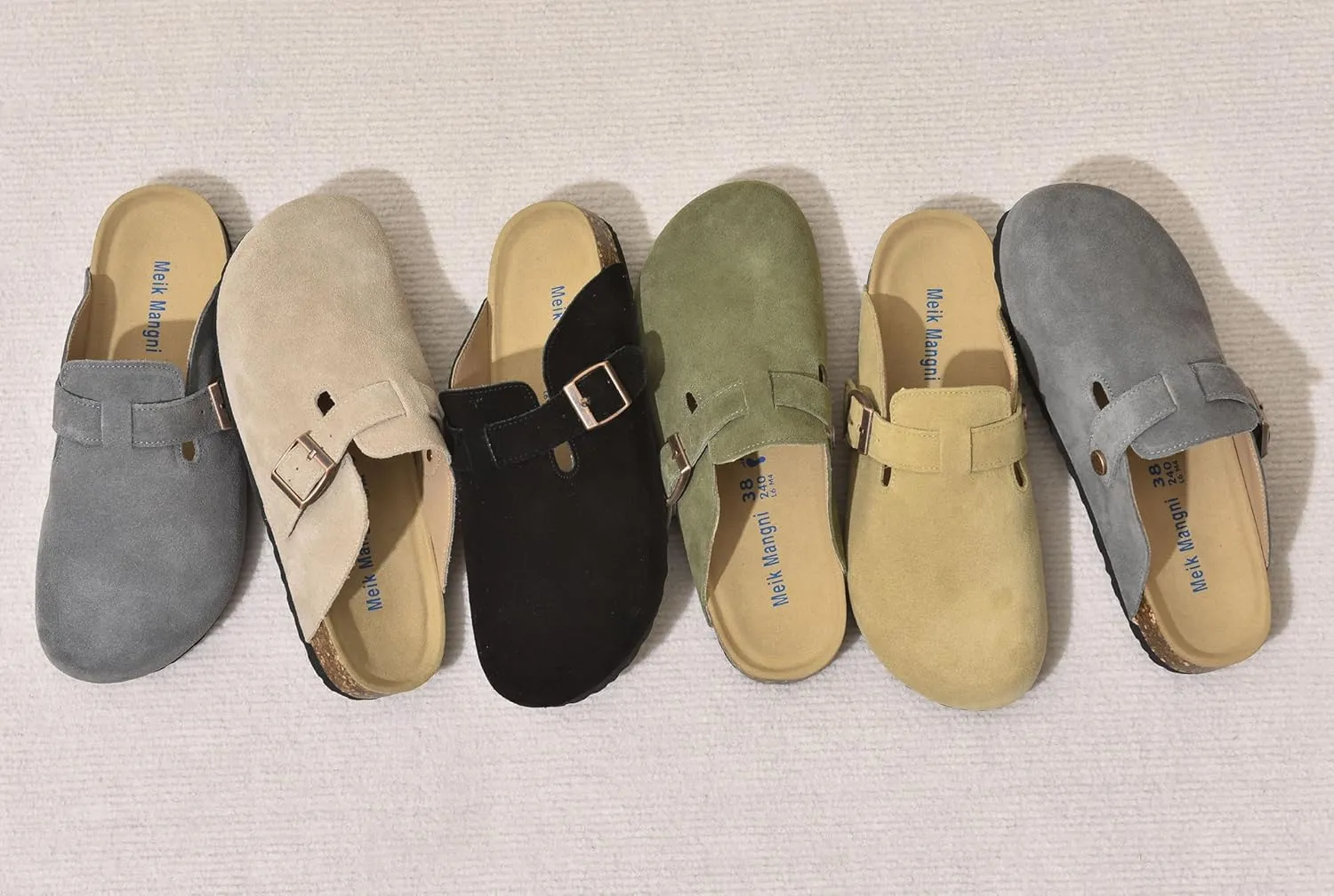 Womens Clogs Soft Leather Mules Cork Footbed Sandals Non-Slip Comfort Potato Shoes