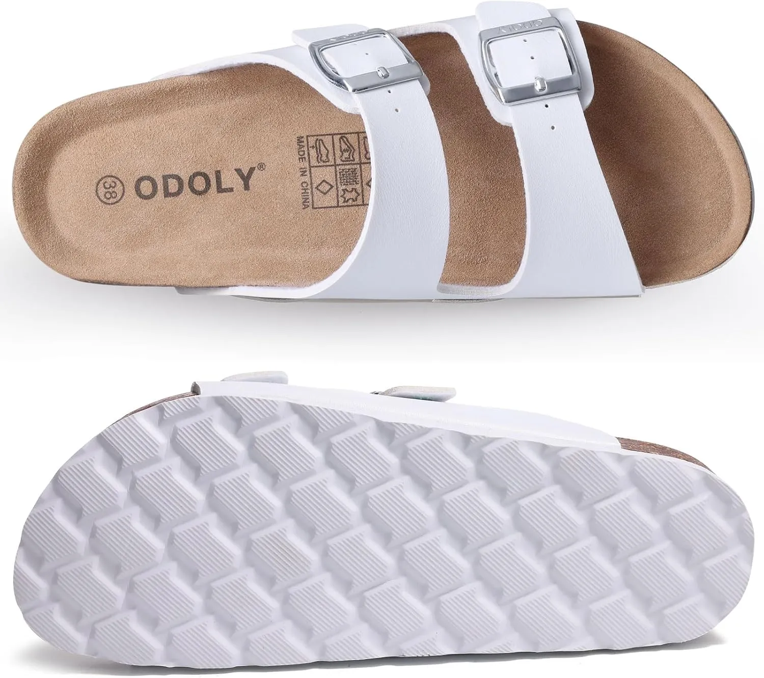 Women's Cork Footbed Slide Sandal, Arch Support Summer Outdoor Sandals with Adjustable Buckle