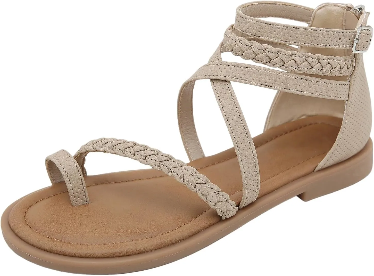 Womens Flats Sandals Strappy Ankle Strap Comfortable Dressy Trendy Casual Fancy Flat Summer Beach Work Office Wedding Sandals