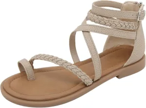 Womens Flats Sandals Strappy Ankle Strap Comfortable Dressy Trendy Casual Fancy Flat Summer Beach Work Office Wedding Sandals