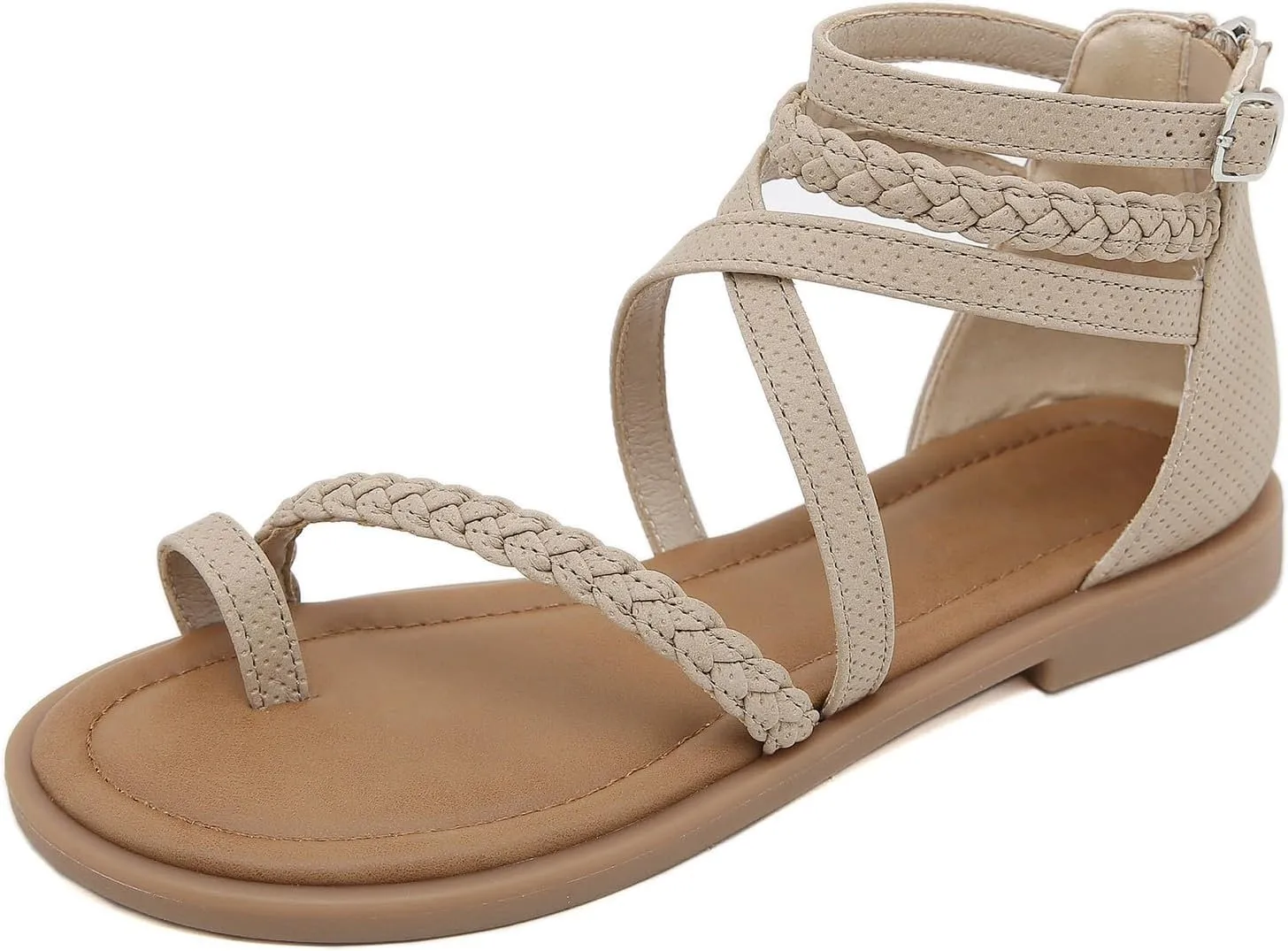 Womens Flats Sandals Strappy Ankle Strap Comfortable Dressy Trendy Casual Fancy Flat Summer Beach Work Office Wedding Sandals