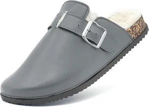 Womens Fuzzy Platform Clogs Men’s Cork Footbed Mules Clog Slip On Fur Lined Potato Shoes Classic Comfort Nursing Clogs