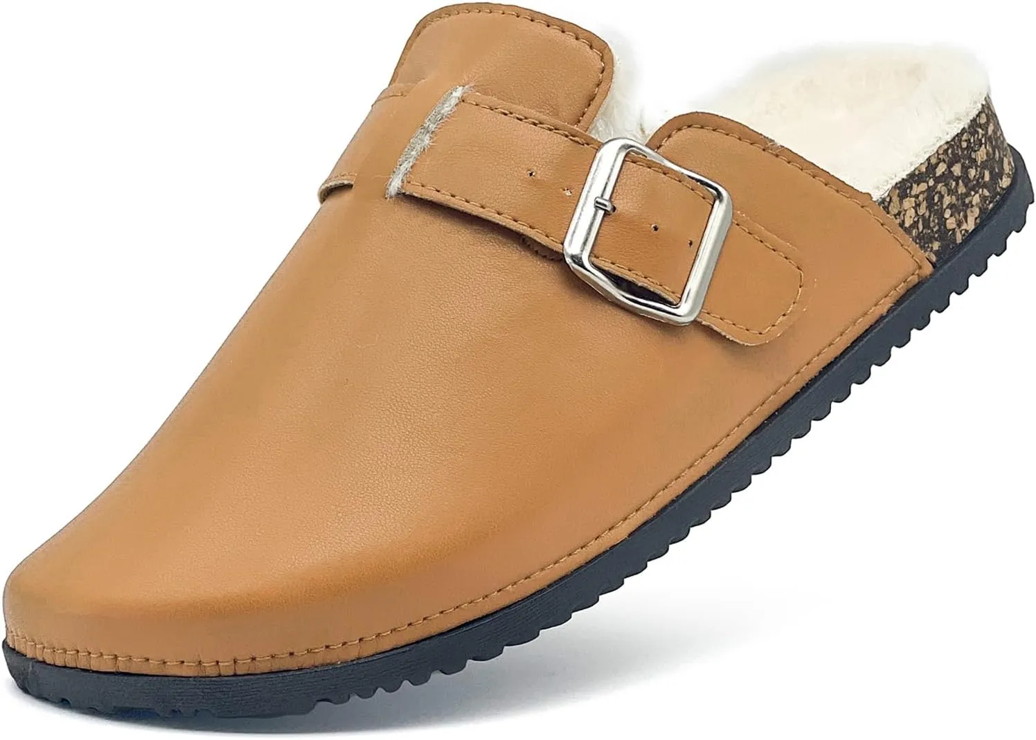 Womens Fuzzy Platform Clogs Men’s Cork Footbed Mules Clog Slip On Fur Lined Potato Shoes Classic Comfort Nursing Clogs