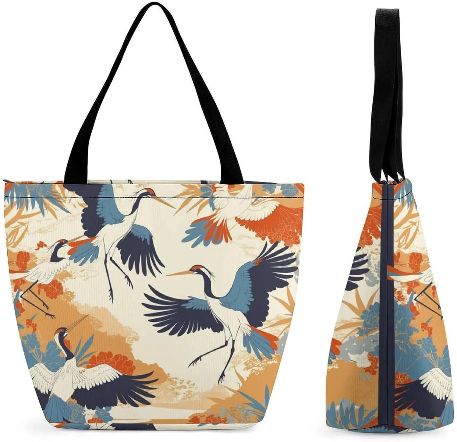 Women's Handbags Beautiful Cranes Birds Shopping Bag Leather Tote Bag Satchel Bags
