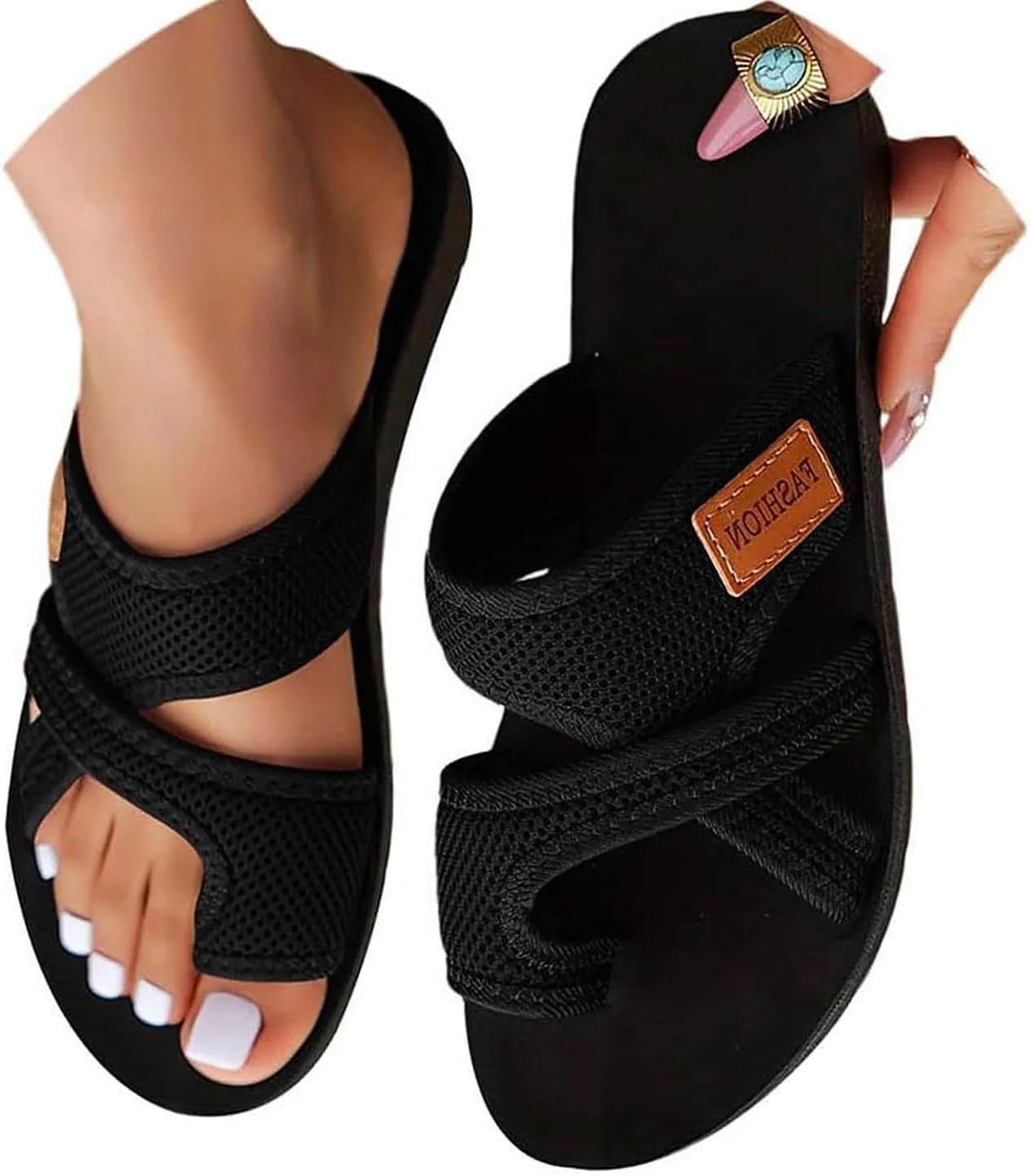 Women's Hollow Mesh Slide Sandals,Comfortable Orthopedic Arch Support Mesh Sandals for Women,Breathable Mesh Sandals for Women