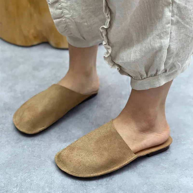 Women's Leather Minimalist Slant Cut Comfort Mule Shoes