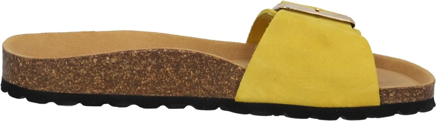 Women's Malta EGS Mono Velour Mules - Fashionable Sandals Made in Spain - Elegant Slippers with Cork Footbed - Comfortable Summer Shoes