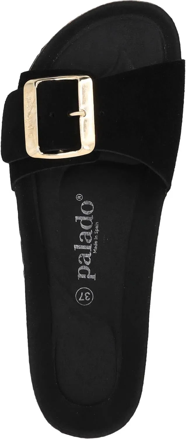 Women's Malta EGS Mono Velour Mules - Fashionable Sandals Made in Spain - Elegant Slippers with Cork Footbed - Comfortable Summer Shoes