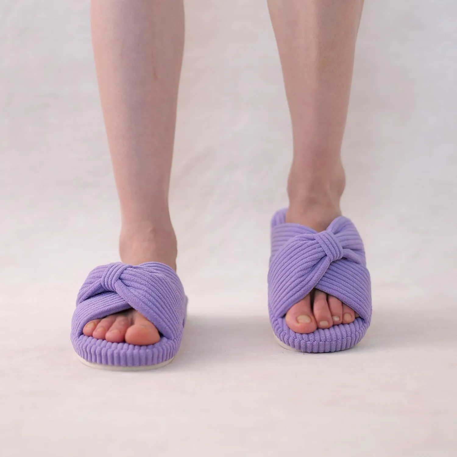 Women's Orthopedic Arch Support Open Toe House Slippers for Plantar Fasciitis Ladies Cozy Memory Foam Bedroom Gift Slippers Fluffy Corduroy Bow Crossband Slide